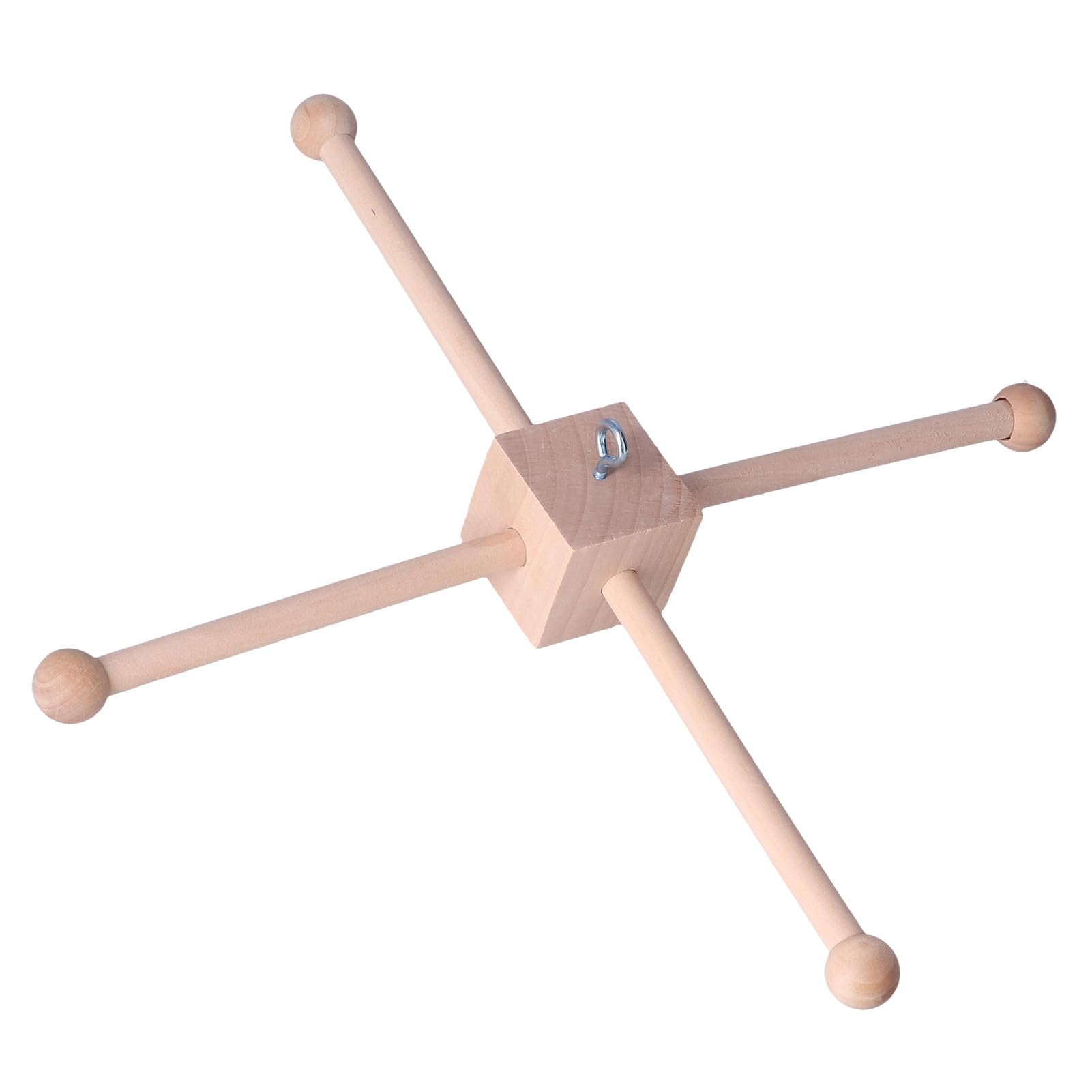 Pssopp wooden baby crib mobile with beech finish offers gentle visual cues for infants.