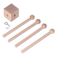 Pssopp wooden frame crib-attach secures a charming mobile above the bassinet.
