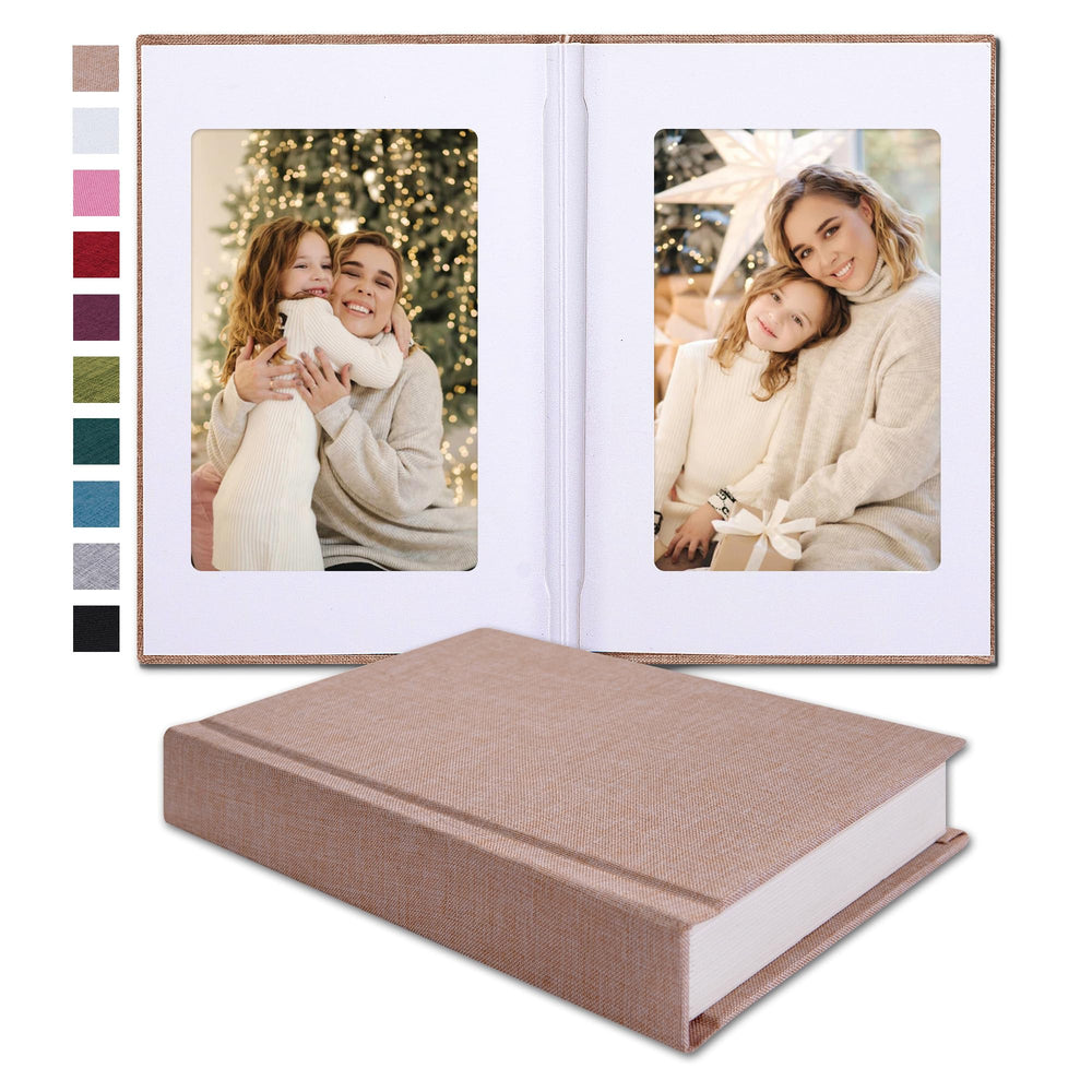 Pssoss small 4x6 photo album beige cover with linen hardcover, ideal for elegant memory keeping.