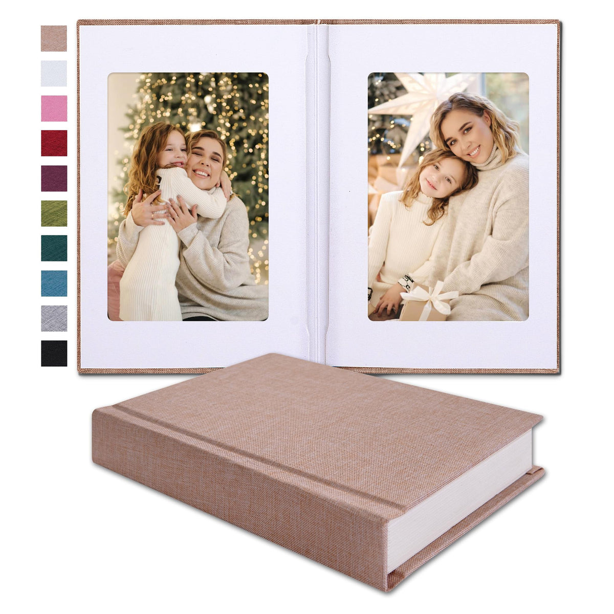 Pssoss small 4x6 photo album beige cover with linen hardcover, ideal for elegant memory keeping.