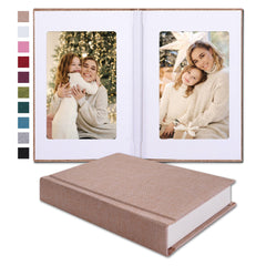 Pssoss small 4x6 photo album beige cover with linen hardcover, ideal for elegant memory keeping.