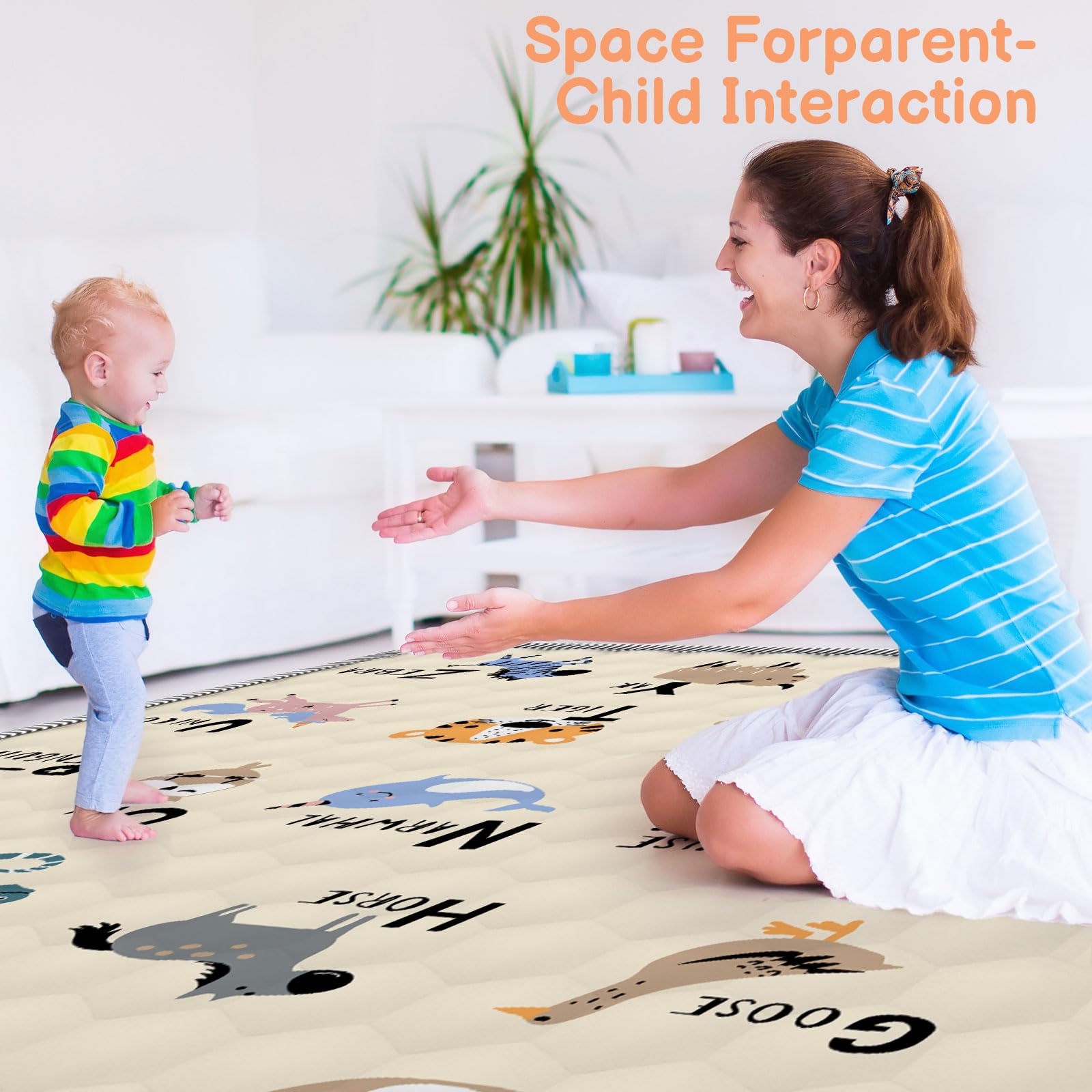 Ptcide Baby Play Mat 50x50 provides a safe crawling area.