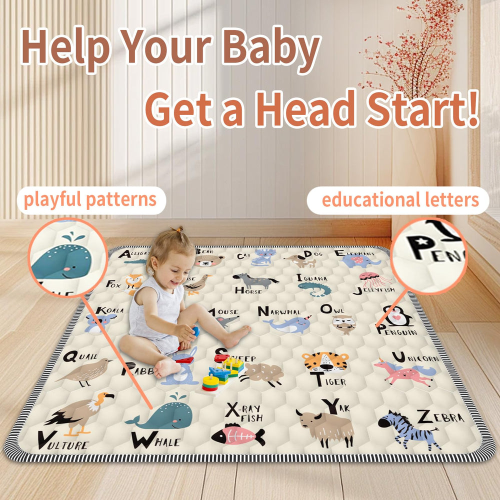 Ptcide mat features cute animal and letter patterns for learning