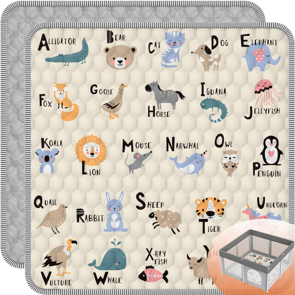 Ptcide Baby Play Mat showing adorable animal and letter patterns for early learning.