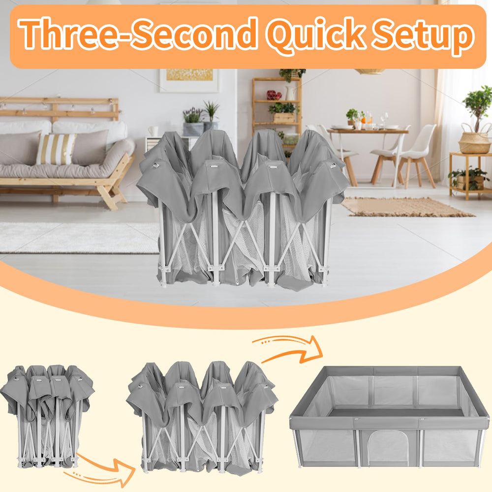 Ptcide baby playpen open door safety gate helps prevent unsupervised exits.