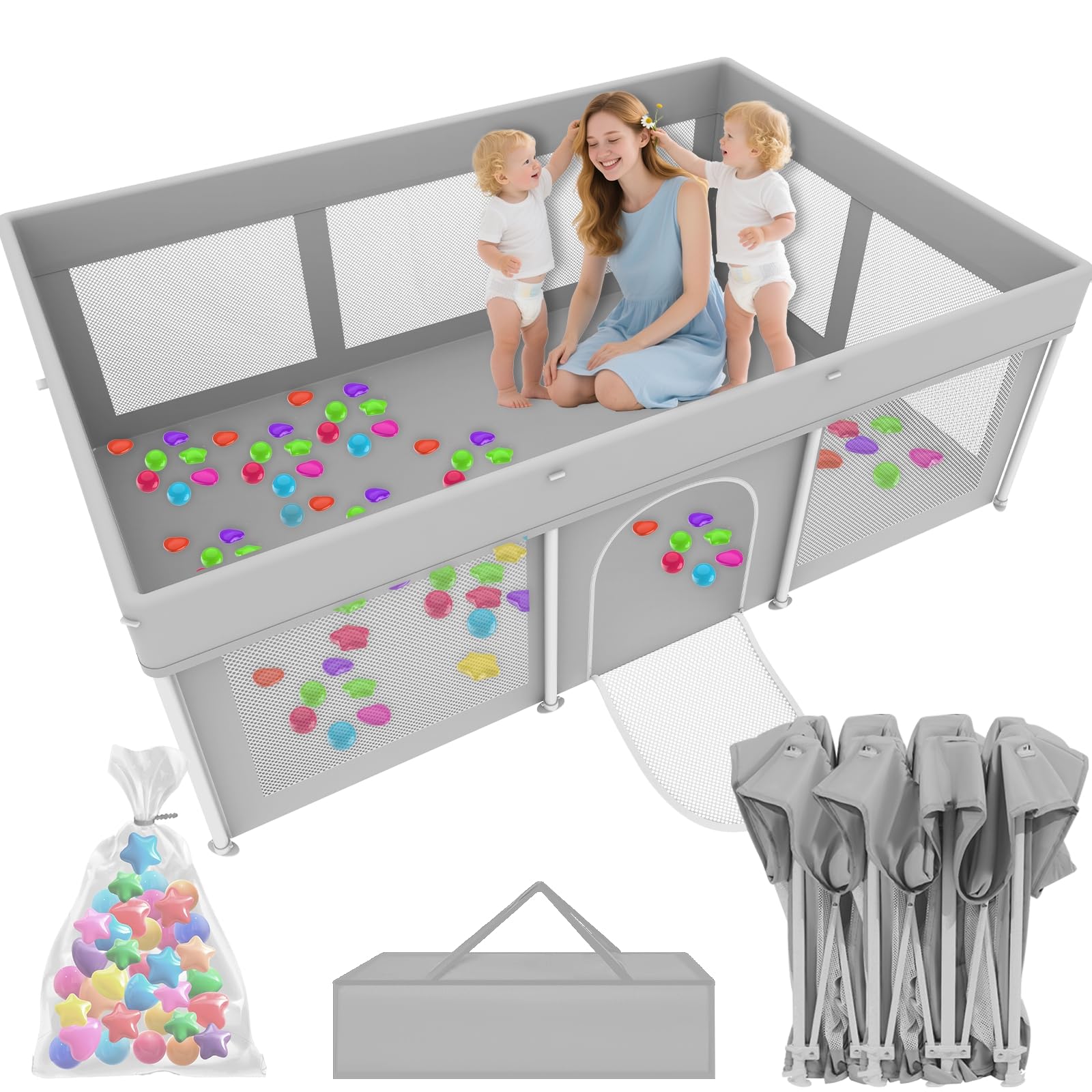 Ptcide foldable baby playpen 50x71 setup for instant safe play area.