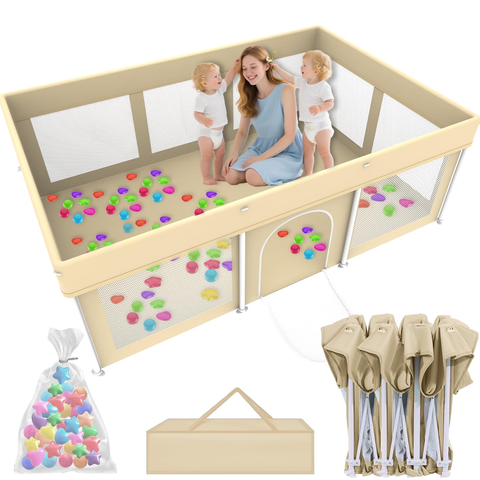 Ptcide foldable playpen 50x71 ready for instant baby playtime.