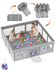 Ptcide foldable playpen folded for compact storage and travel