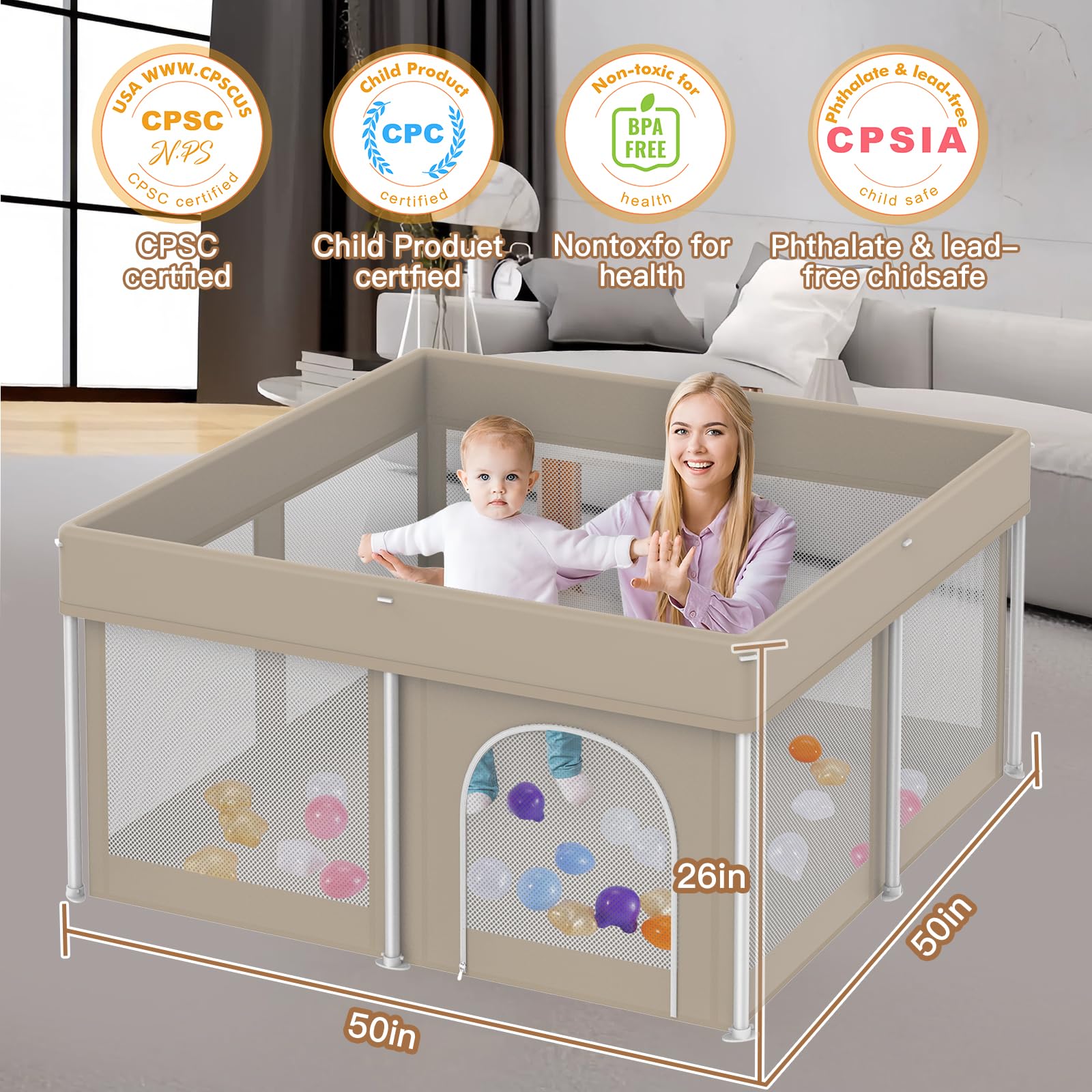 Ptcide non-toxic Oxford fabric used for durable baby enclosure