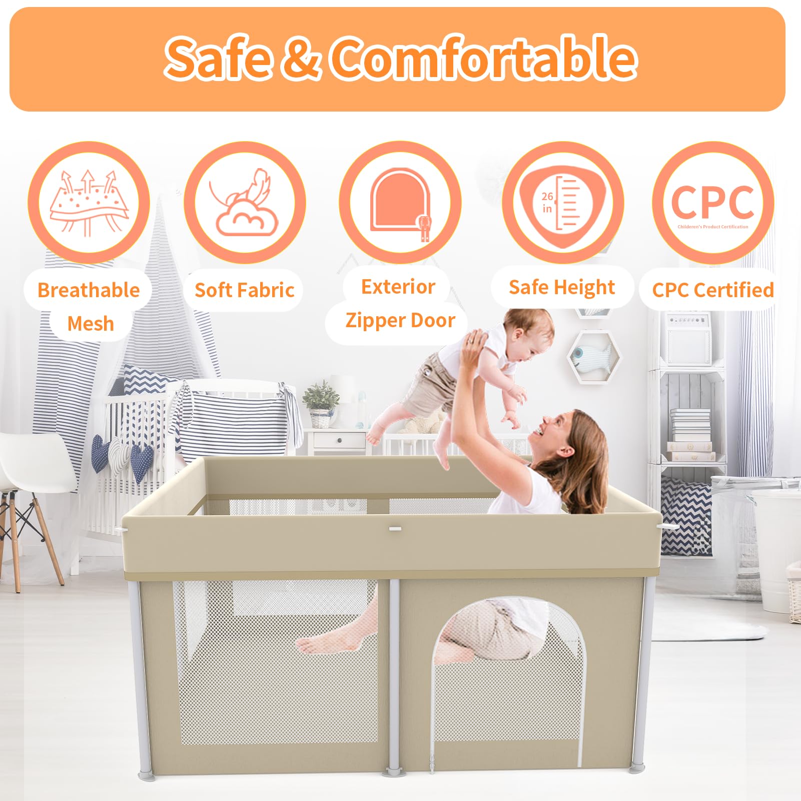 Ptcide safe play area lets babies play freely while caregivers manage tasks