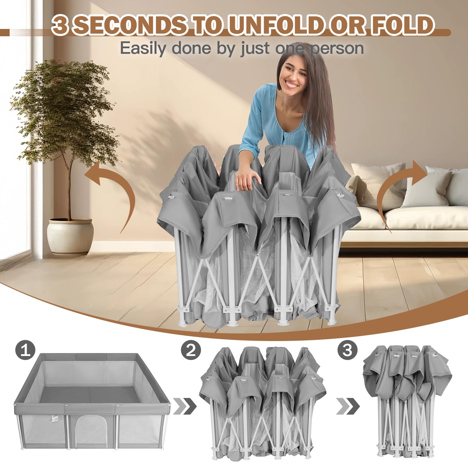 Ptcide playpen with breathable mesh sides for airflow