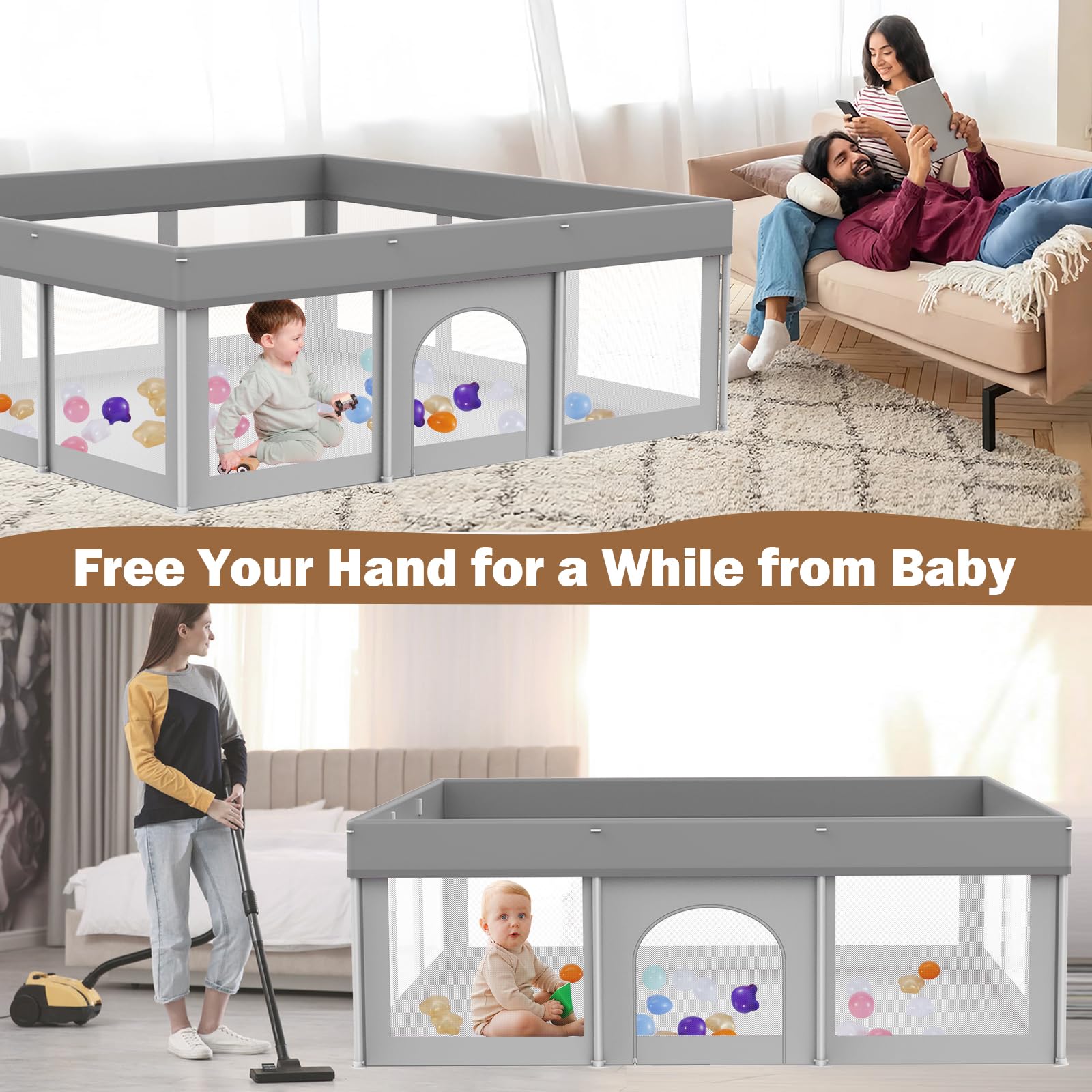 Ptcide playpen removable cover machine washable for easy cleaning