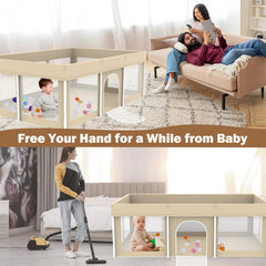 Ptcide playpen secure zipper gate prevents child escapes