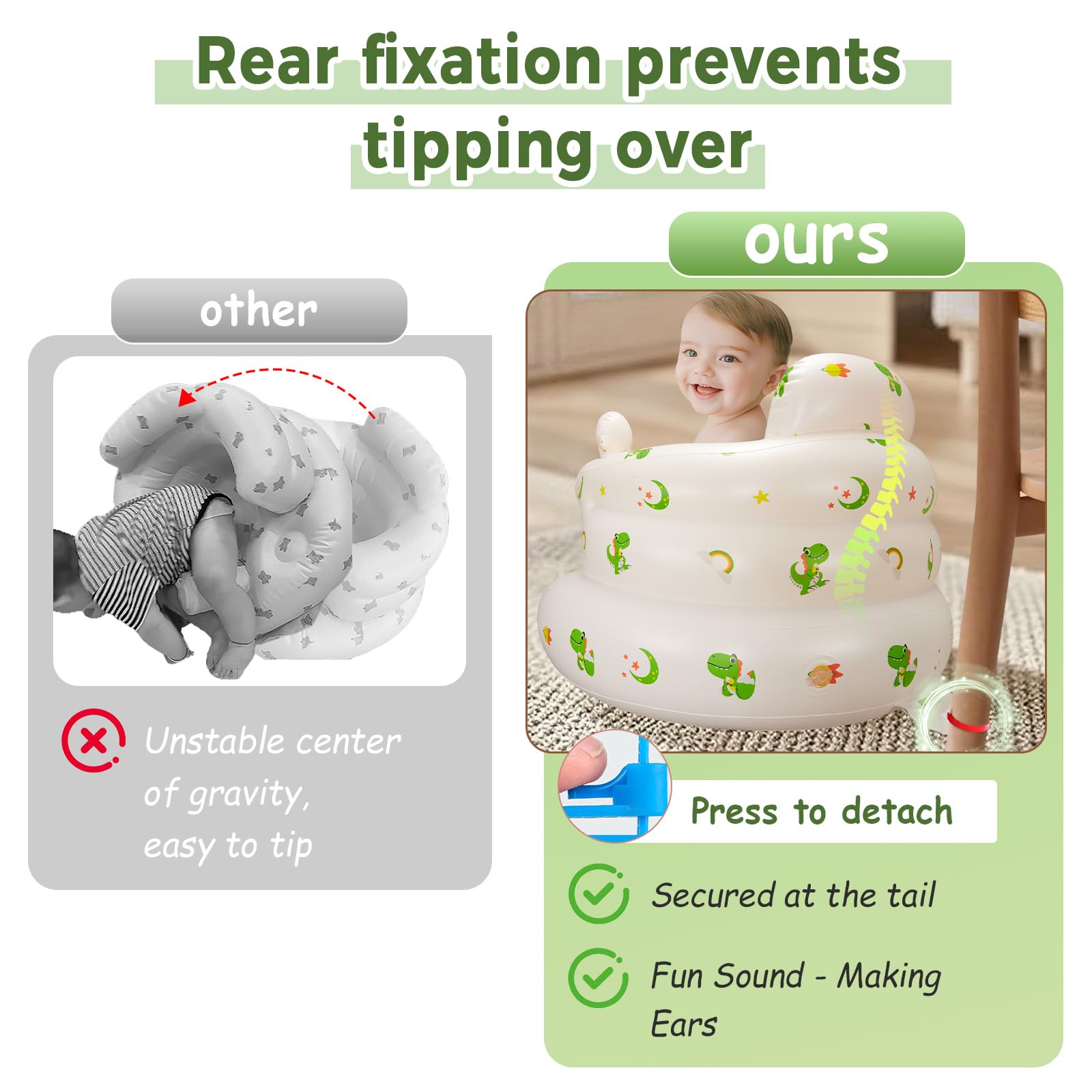 ptlruzk inflatable baby seat BPA-free materials for safe touch