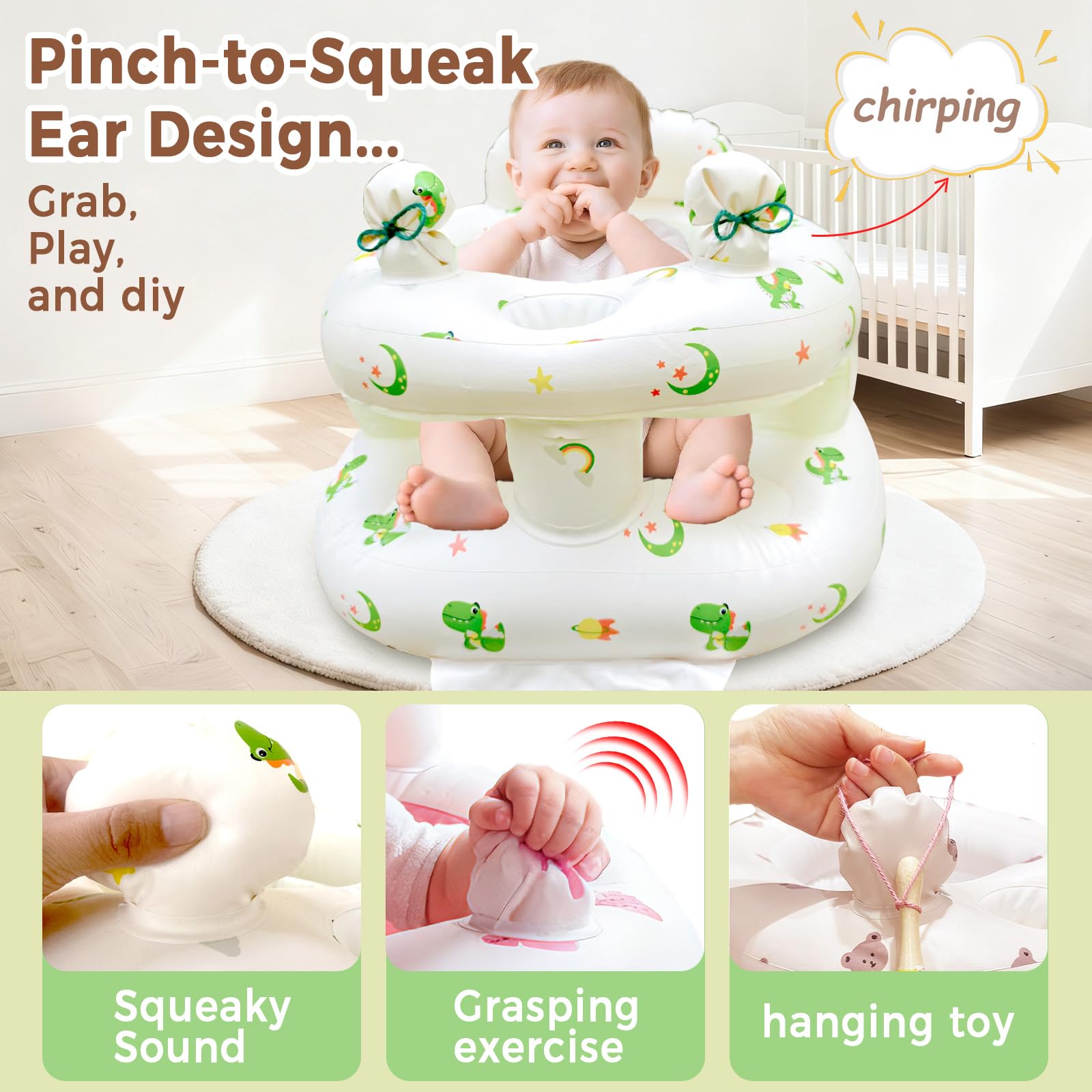 ptlruzk inflatable baby seat built-in air pump for quick setup