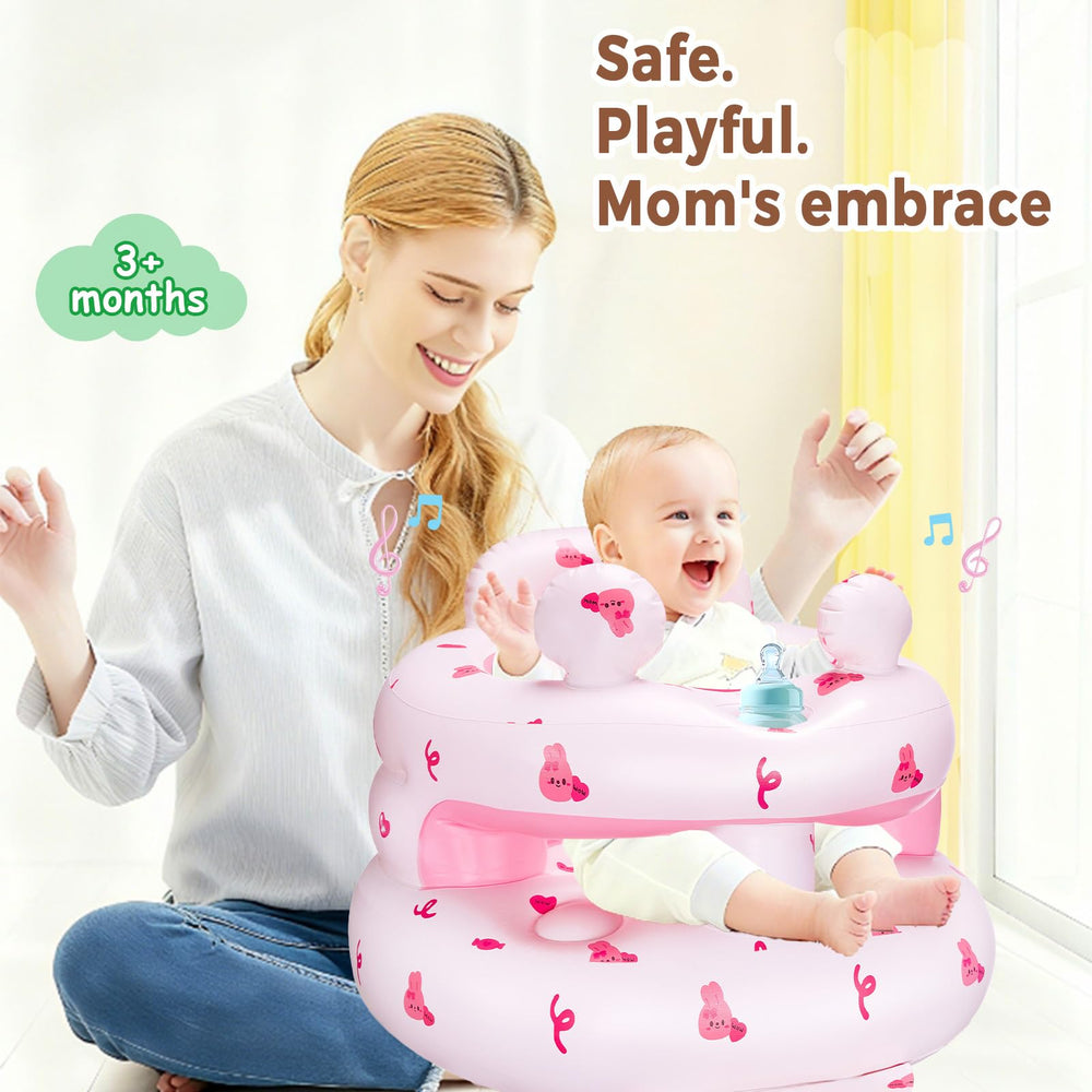 PTLRUZK inflatable baby seat pink bunny rear stabilizer demonstrates secure anchoring