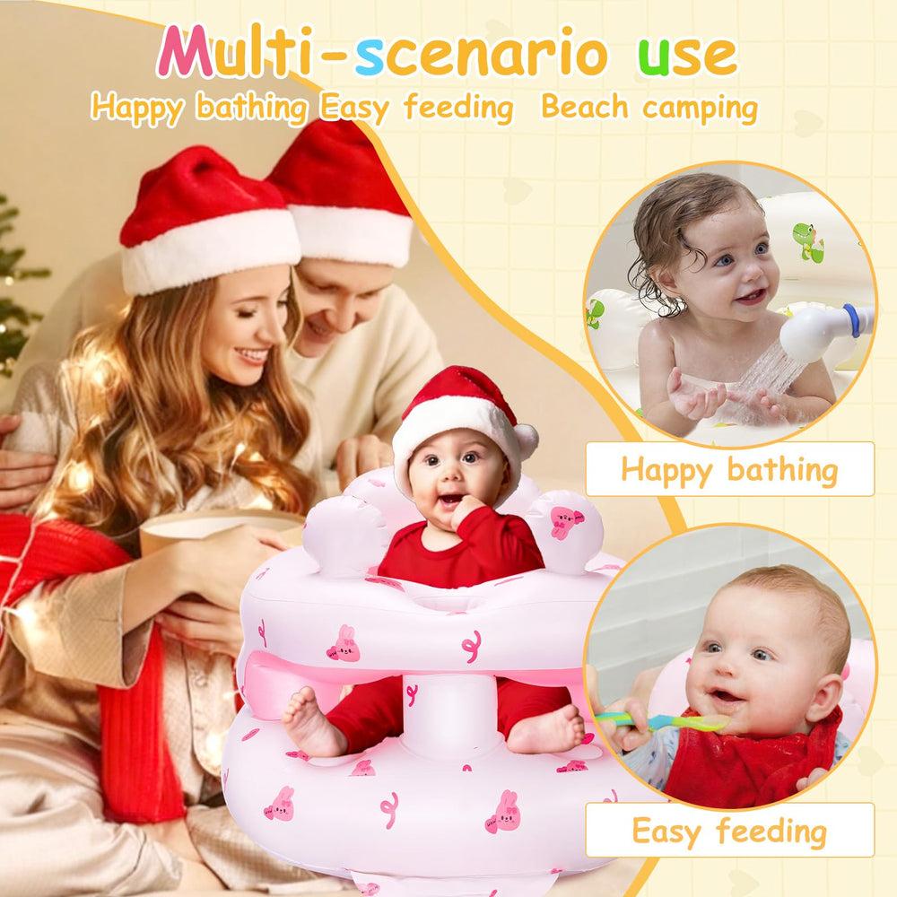 PTLRUZK inflatable baby seat pink bunny waterproof materials for easy cleaning