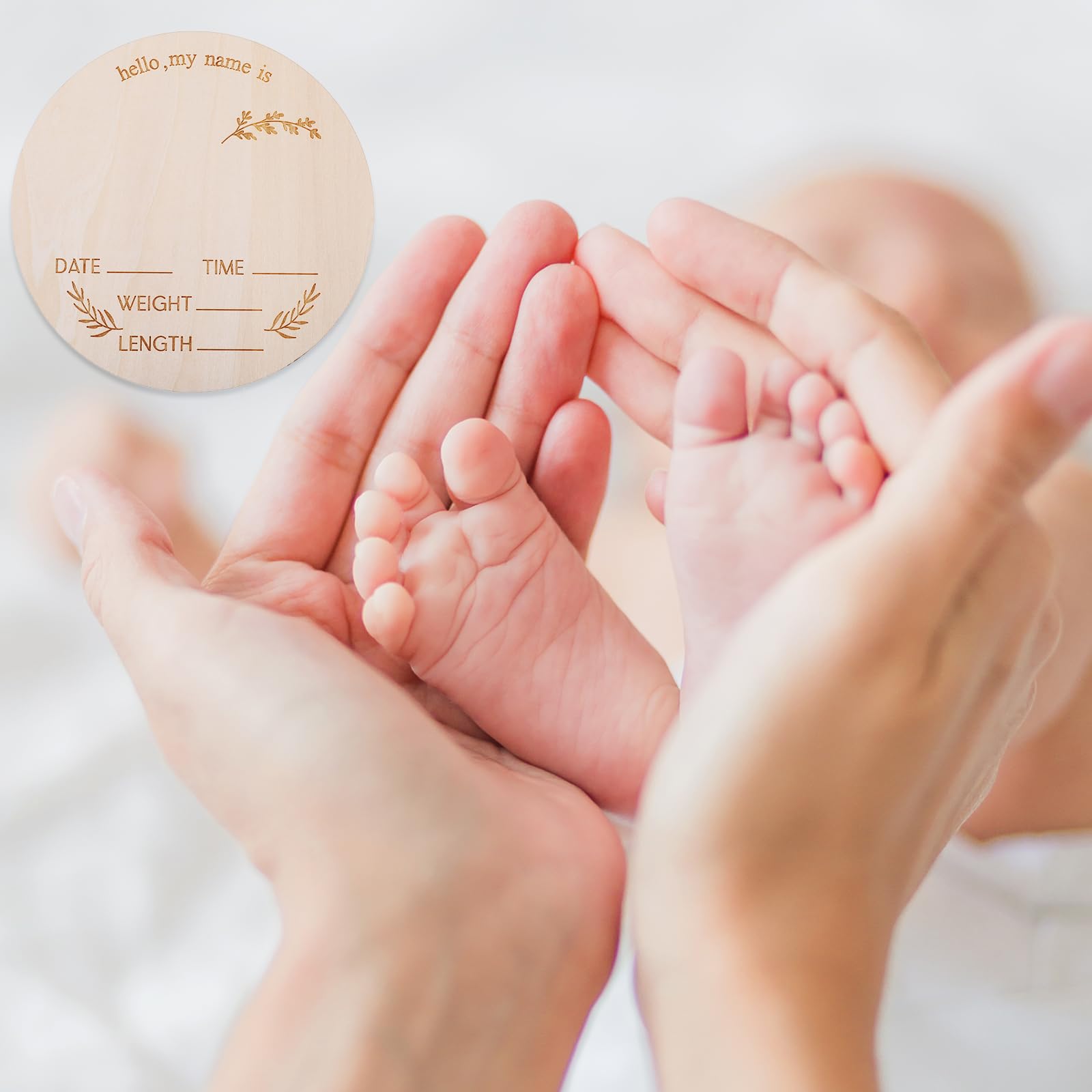 Ptwola newborn photo prop sign enhances nursery decor.