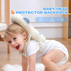 Pucmaoci baby head protector backpack worn by baby during outdoor activity