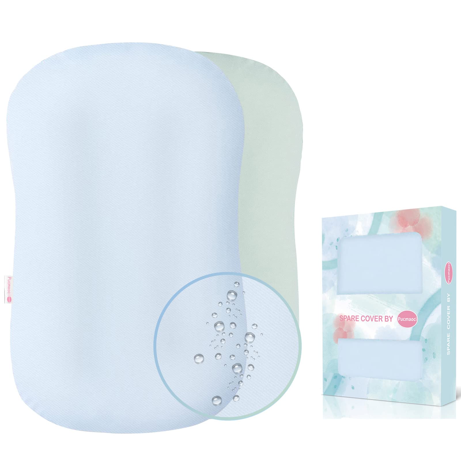 Pucmaoci baby lounger cover in blue-green for cozy, skin-friendly comfort.