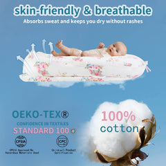 Pucmaoci baby lounger cover close-up shows soft cotton texture and breathable weave.