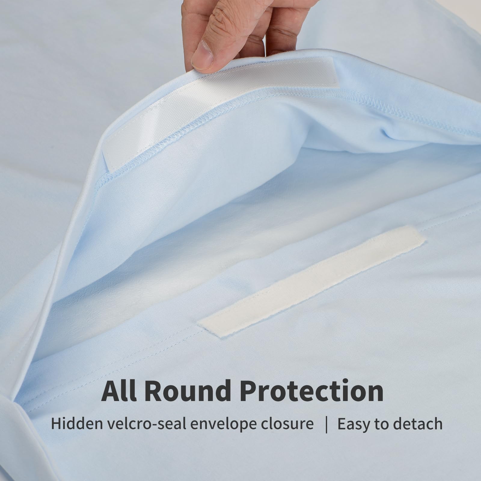 Pucmaoci GOTS-certified organic cotton blue-green cover for safe baby contact.