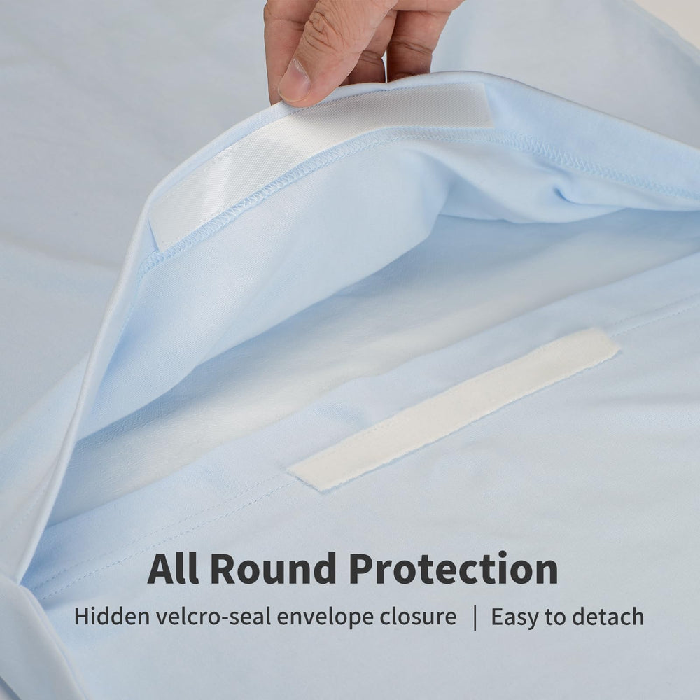 Pucmaoci GOTS-certified organic cotton blue-green cover for safe baby contact.