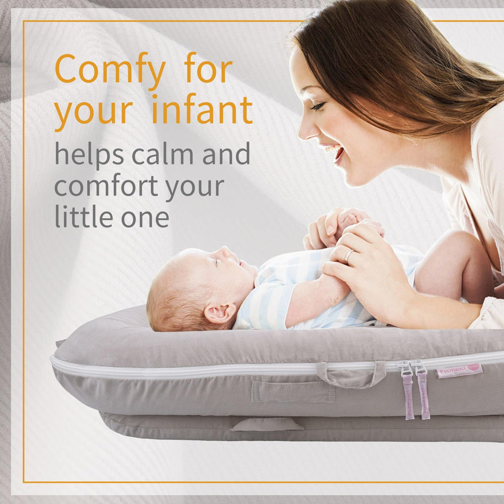 Pucmaoci grey cover complements nursery decor and hides minor stains