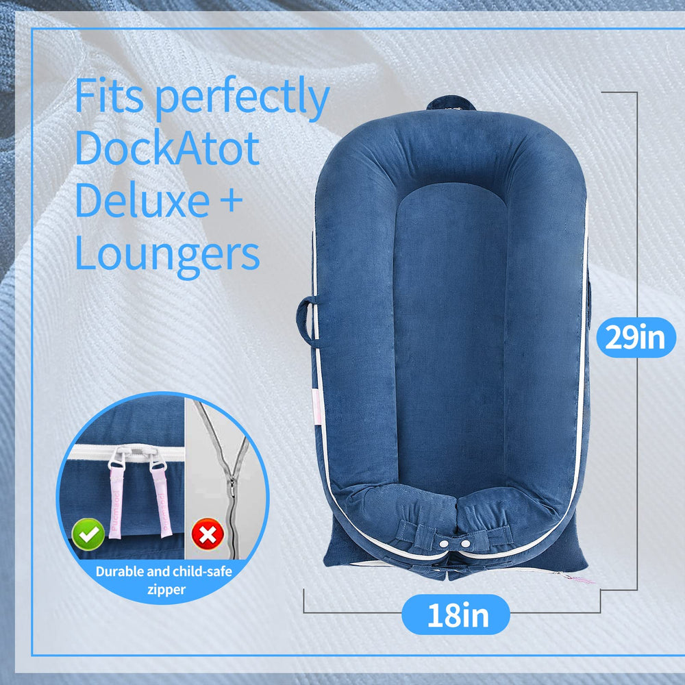 Two-way zipper design enables easy change and fast cleanup.
