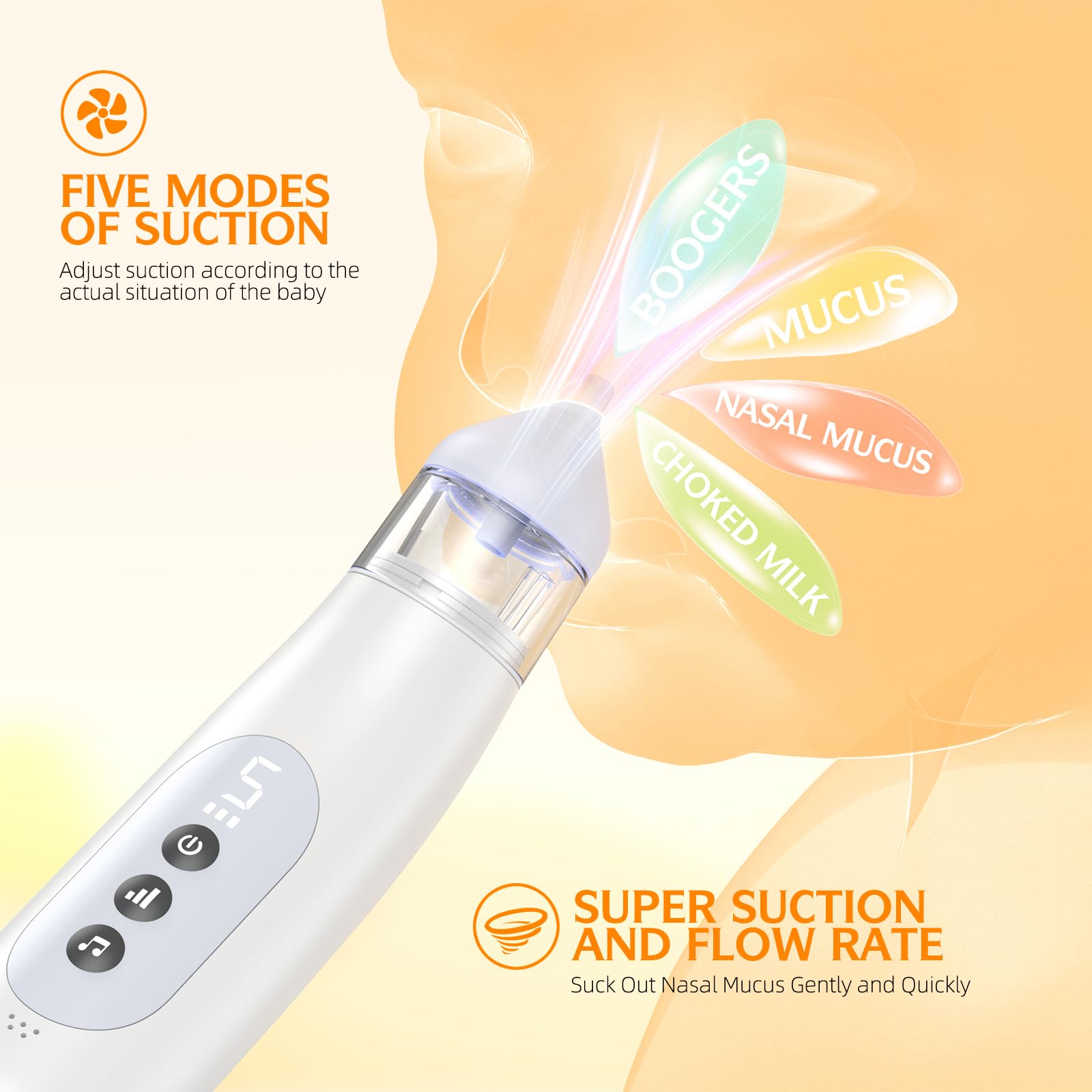Pudult nasal aspirator anti-backflow design keeps secretions contained.