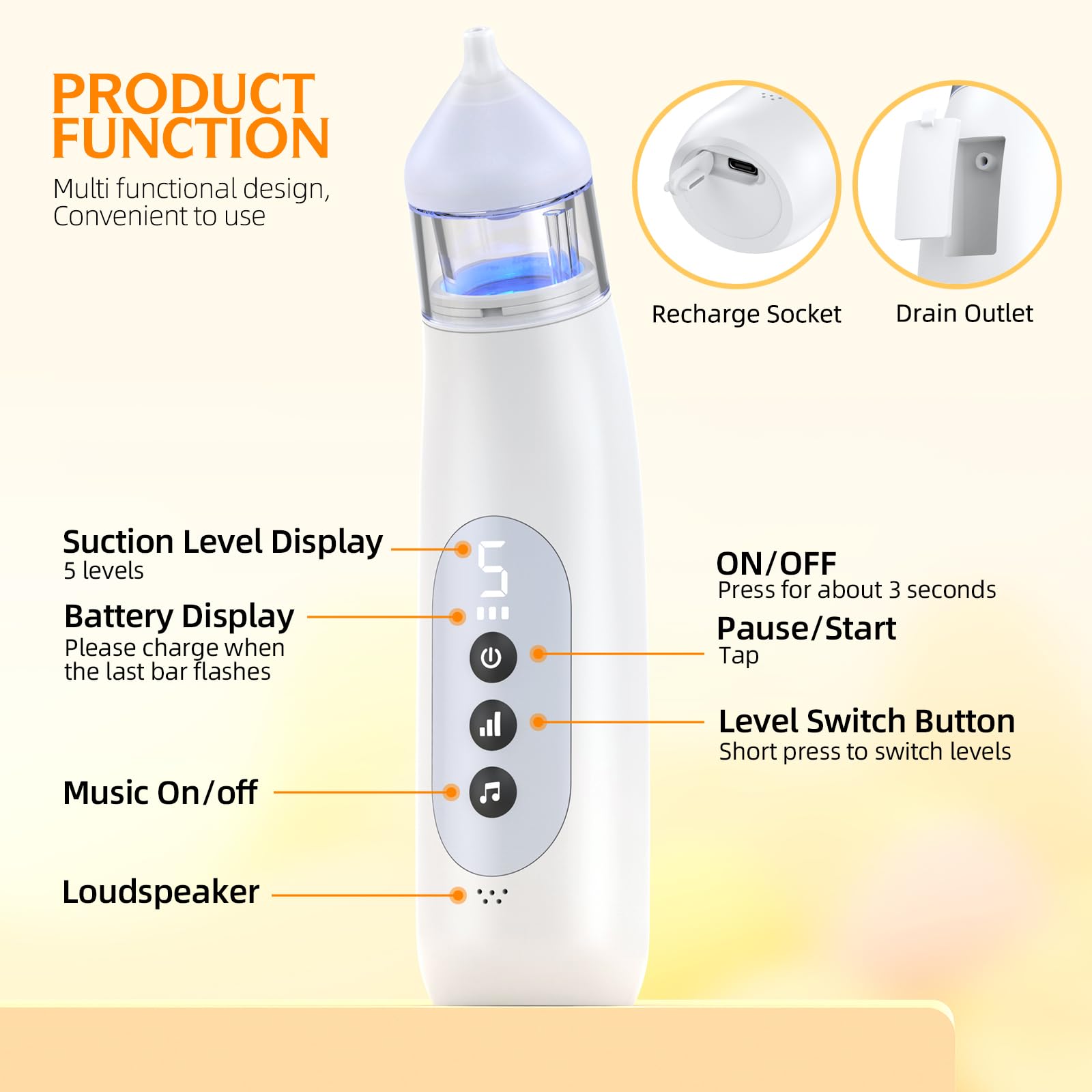 Pudult nasal aspirator storage bag makes travel and cleaning convenient.