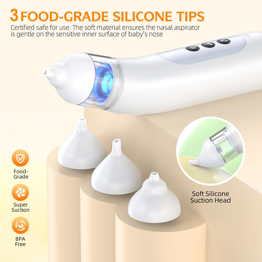Pudult nasal aspirator soft silicone tip offers comfortable nose contact.