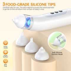Pudult nasal aspirator soft silicone tip offers comfortable nose contact.