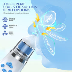 Pudult nasal aspirator with soft silicone tips for safe nose cleaning