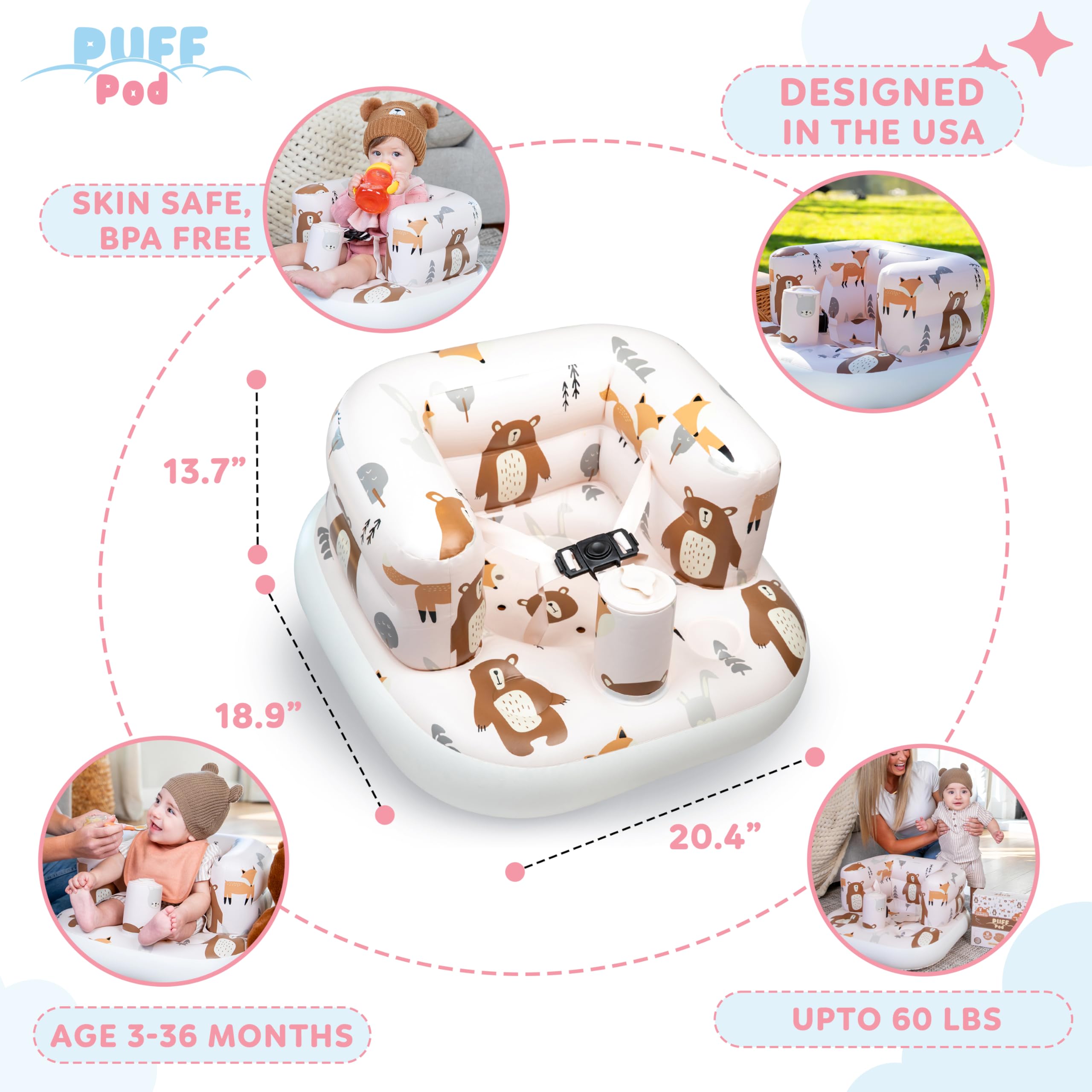 Puff Pod easy-to-clean design simplifies mealtime and playtime cleanup
