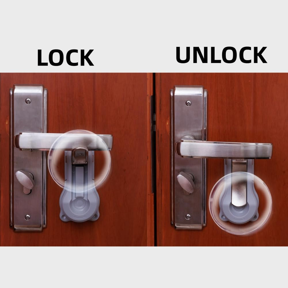 PUGED lock compatible with various door levers for flexible safety.