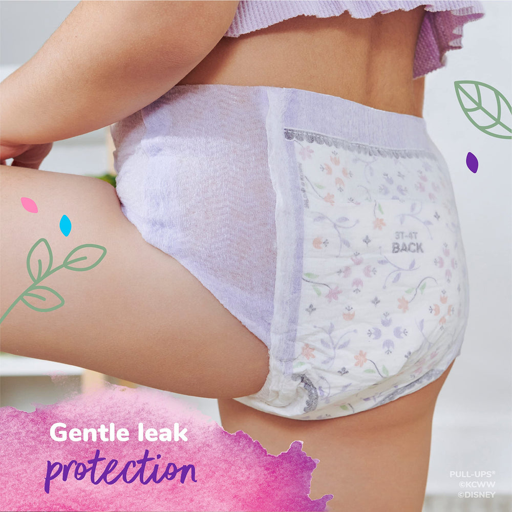 Pull-Ups New Leaf refastenable sides enable quick diaper-like changes