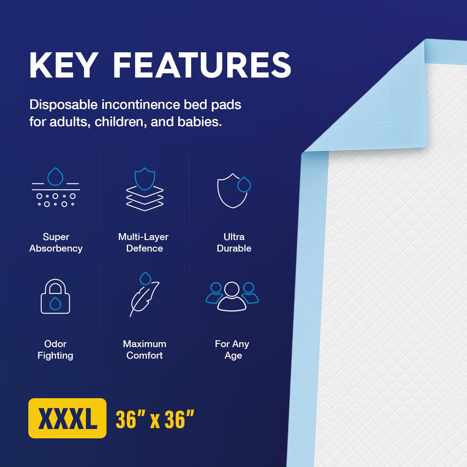 Pulp XXXL bed pad setup for easy caregiver use and reliable coverage.