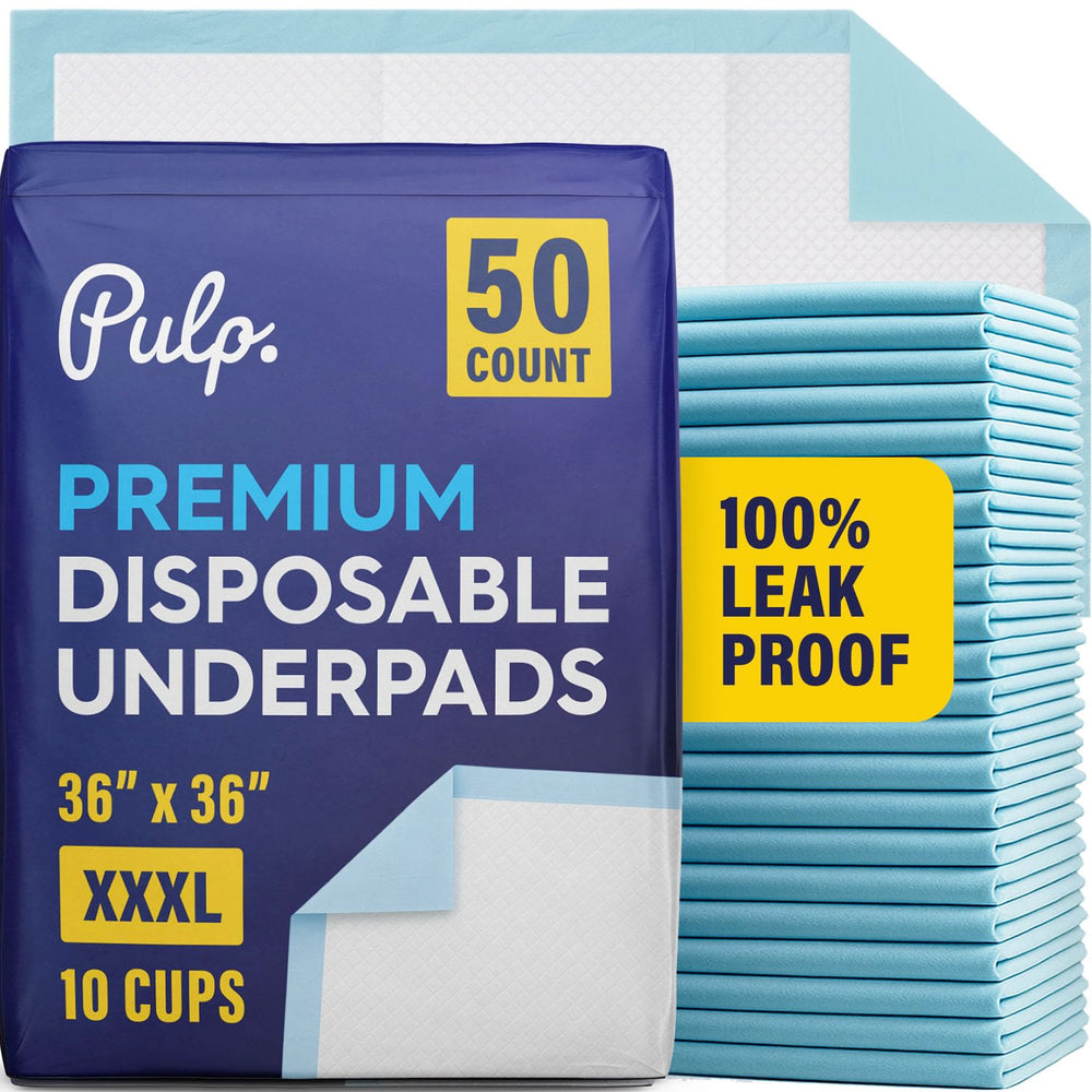 Pulp XXXL underpads folded for overnight protection and comfort.