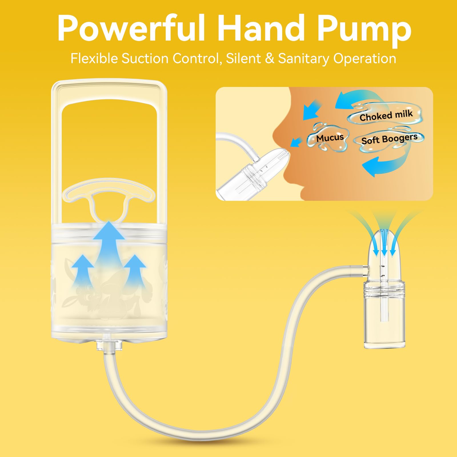 Pumpinose flexible nose tip provides safe, comfortable use.