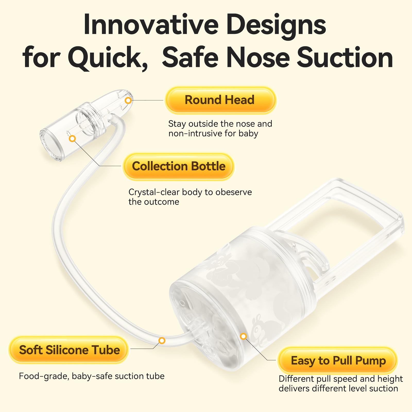 Pumpinose nasal-aspirator quiet-suction operating quietly for nap-time use