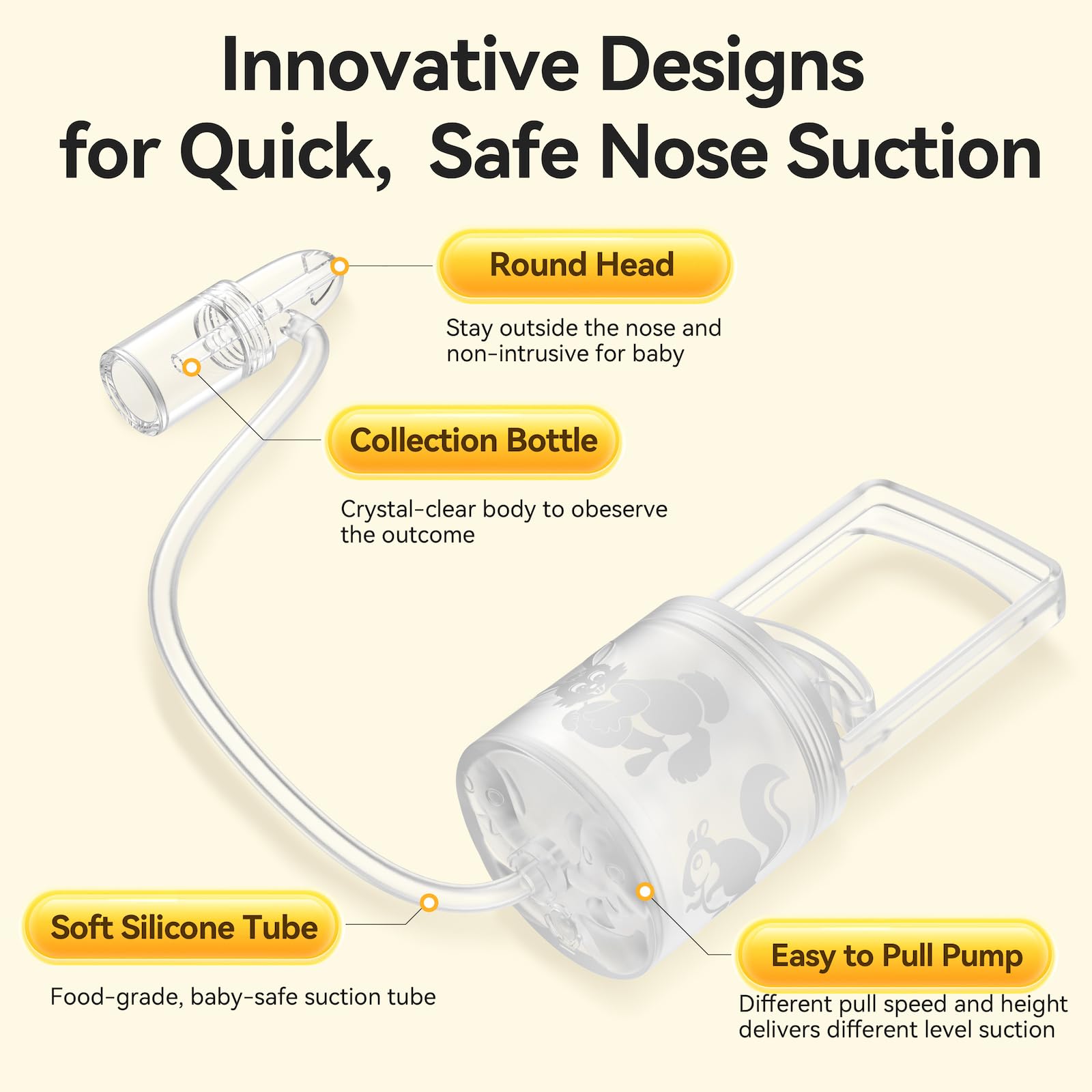 Pumpinose ultra-quiet suction supports daytime and nap-time comfort.