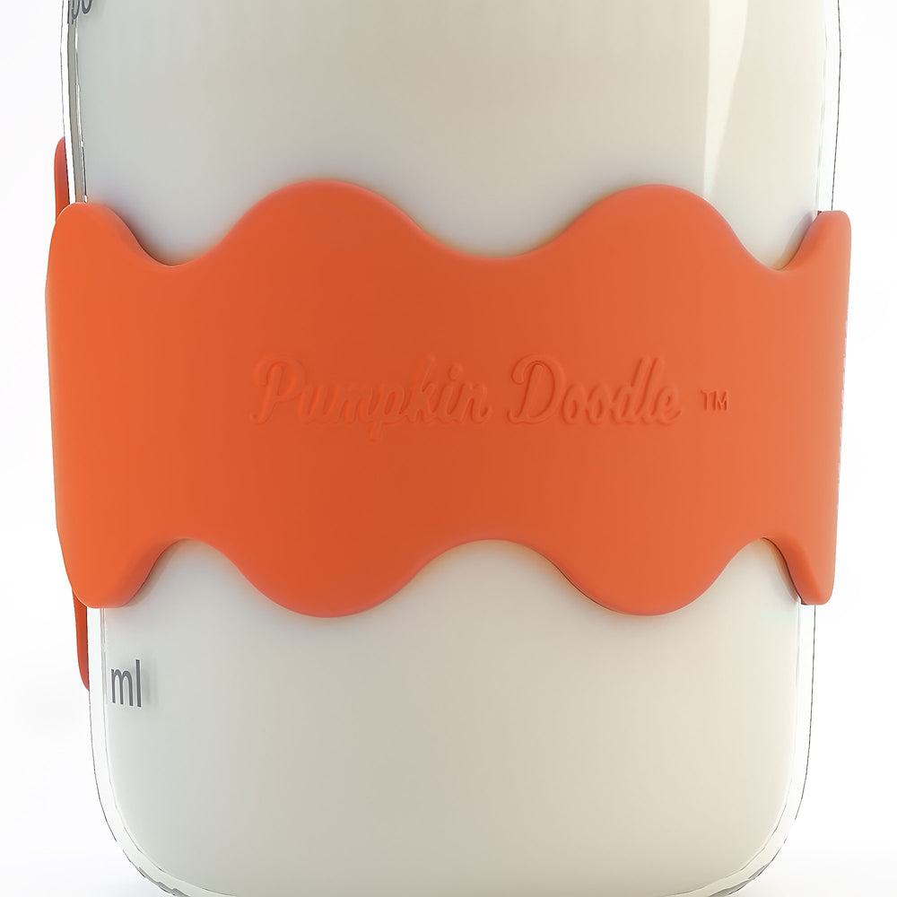 Durable silicone label by Pumpkin Doodle resists wear during busy kitchen and daycare days