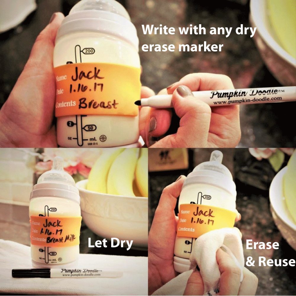 Easy to reuse with soap and water using Pumpkin Doodle labels