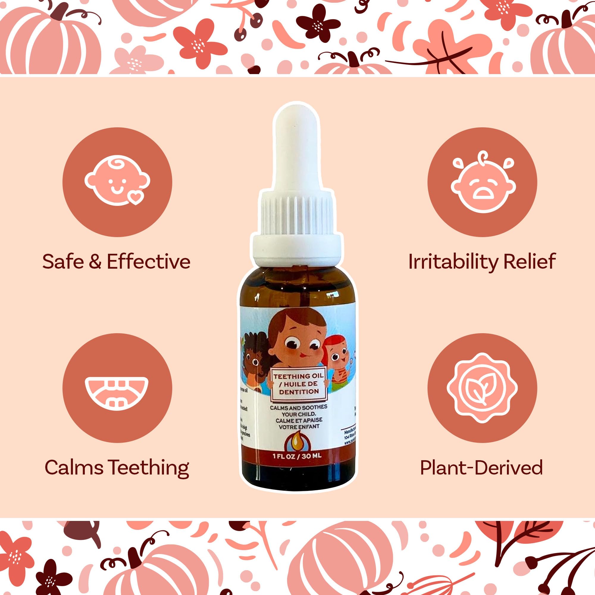 Punkin Butt teething oil amber bottle highlights clean, travel-friendly packaging.
