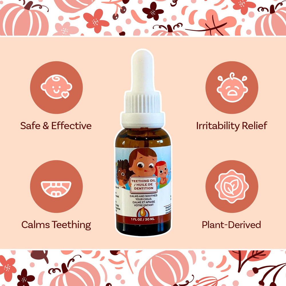 Punkin Butt teething oil amber bottle highlights clean, travel-friendly packaging.
