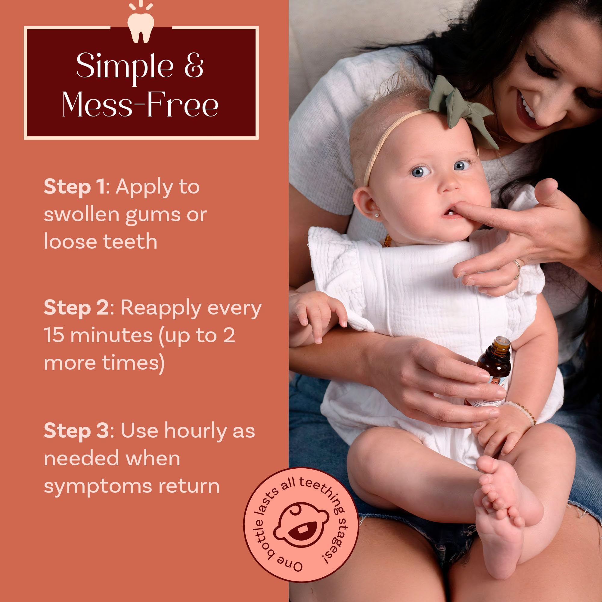 Punkin Butt teething oil applied on gums during use with baby