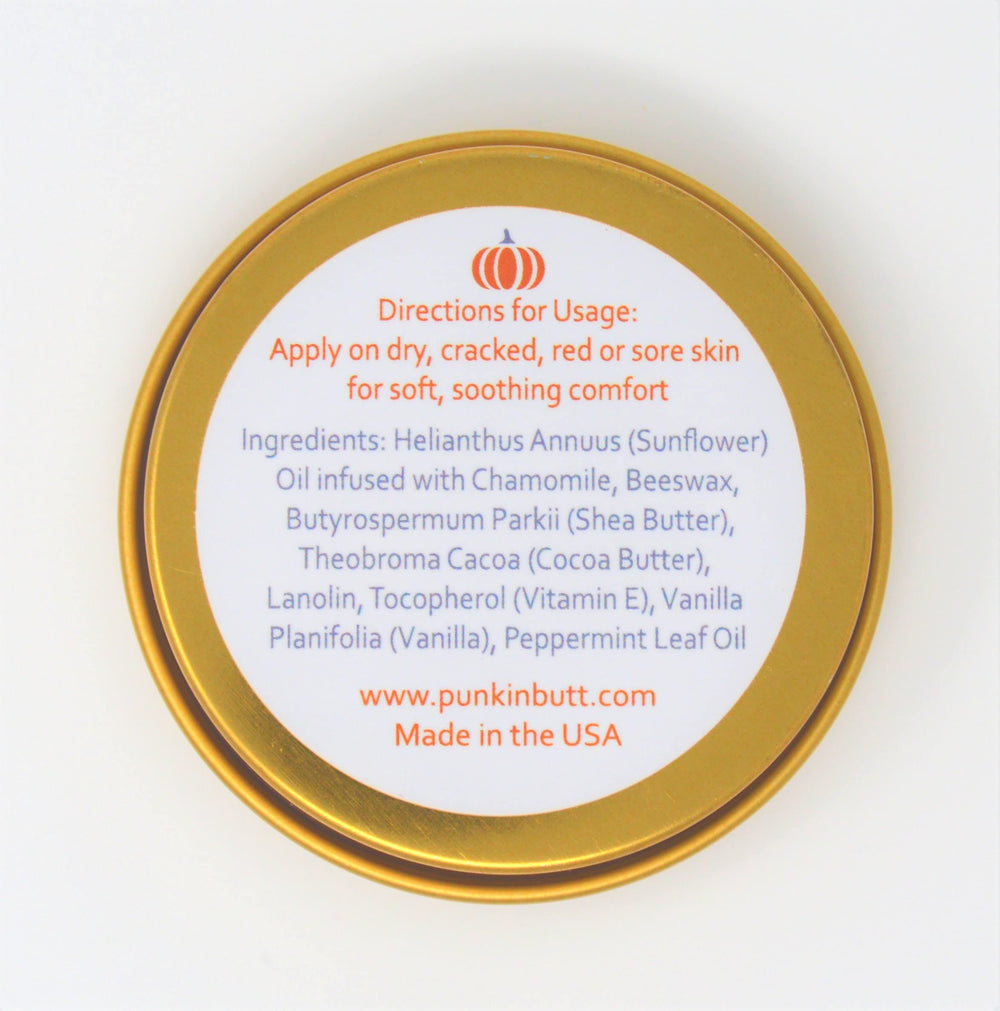 Punkin Butt Weather Balm ingredients in bowl highlighting all-natural, organic formula