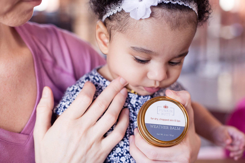 Punkin Butt Weather Balm packaging box demonstrates gluten-free and non-GMO claims