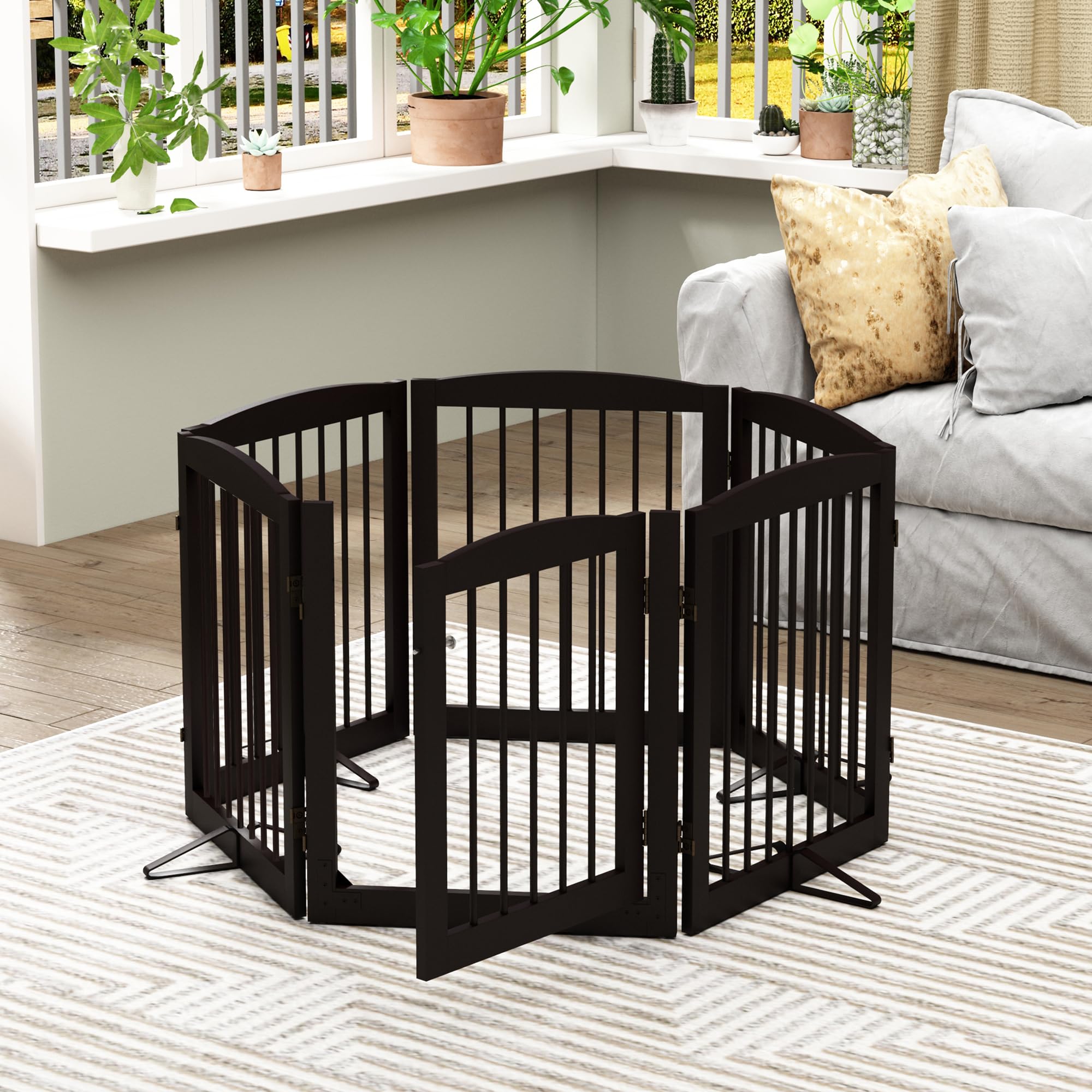 PUPETPO 120-inch wide dog gate fits large openings and spaces.